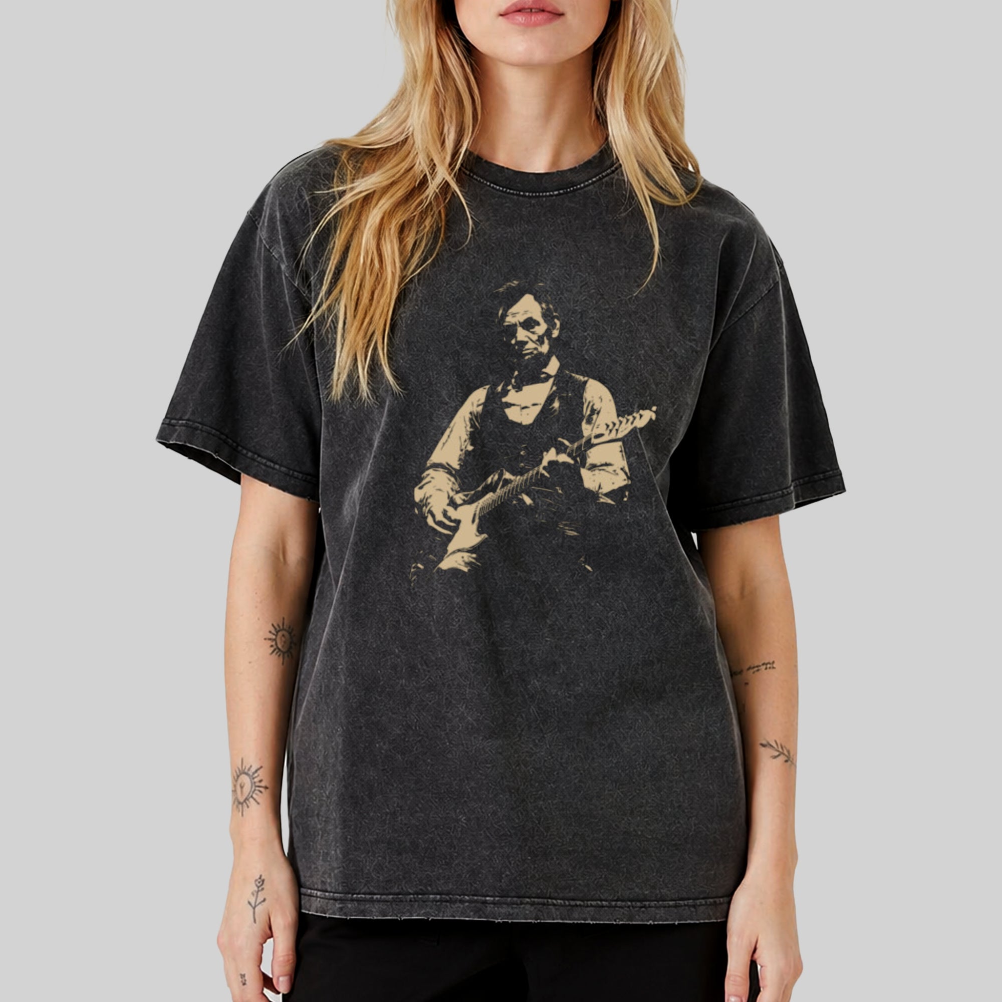 Abraham Lincoln Abe Lincoln Playing Guitar Retro Vintage T-Shirt