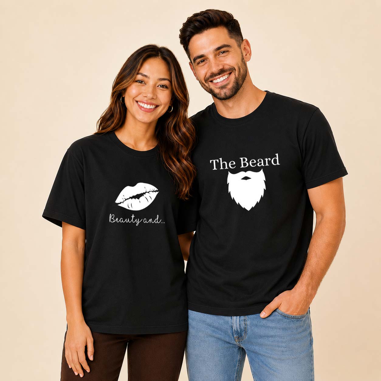 Beauty And The Beard Matching Couples T-shirt