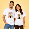 Black Cat Girlfriend And Golden Retriever Boyfriend Matching Couples T-shirt