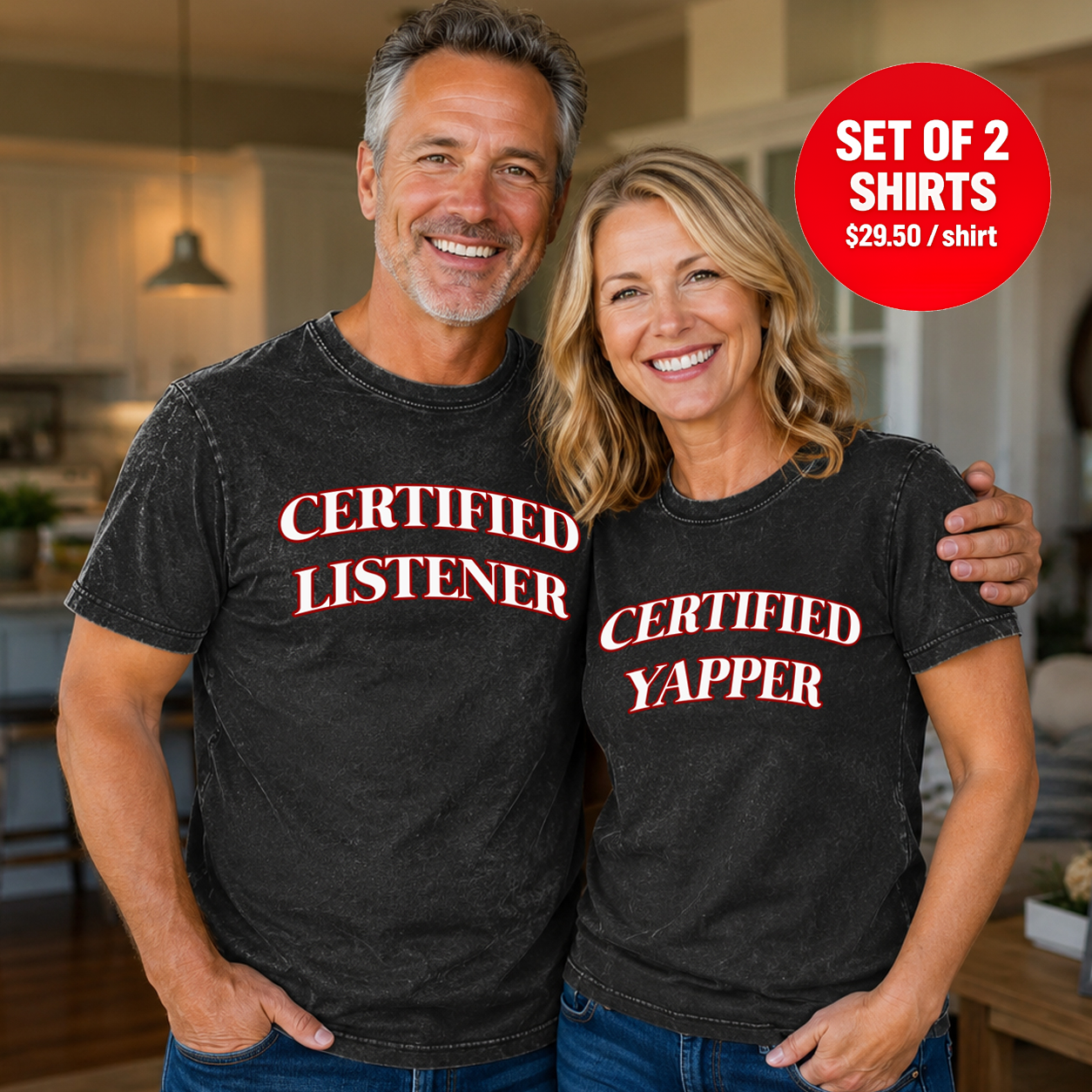 CERTIFIED LISTENER Matching Couple T-Shirt (Set of 2)