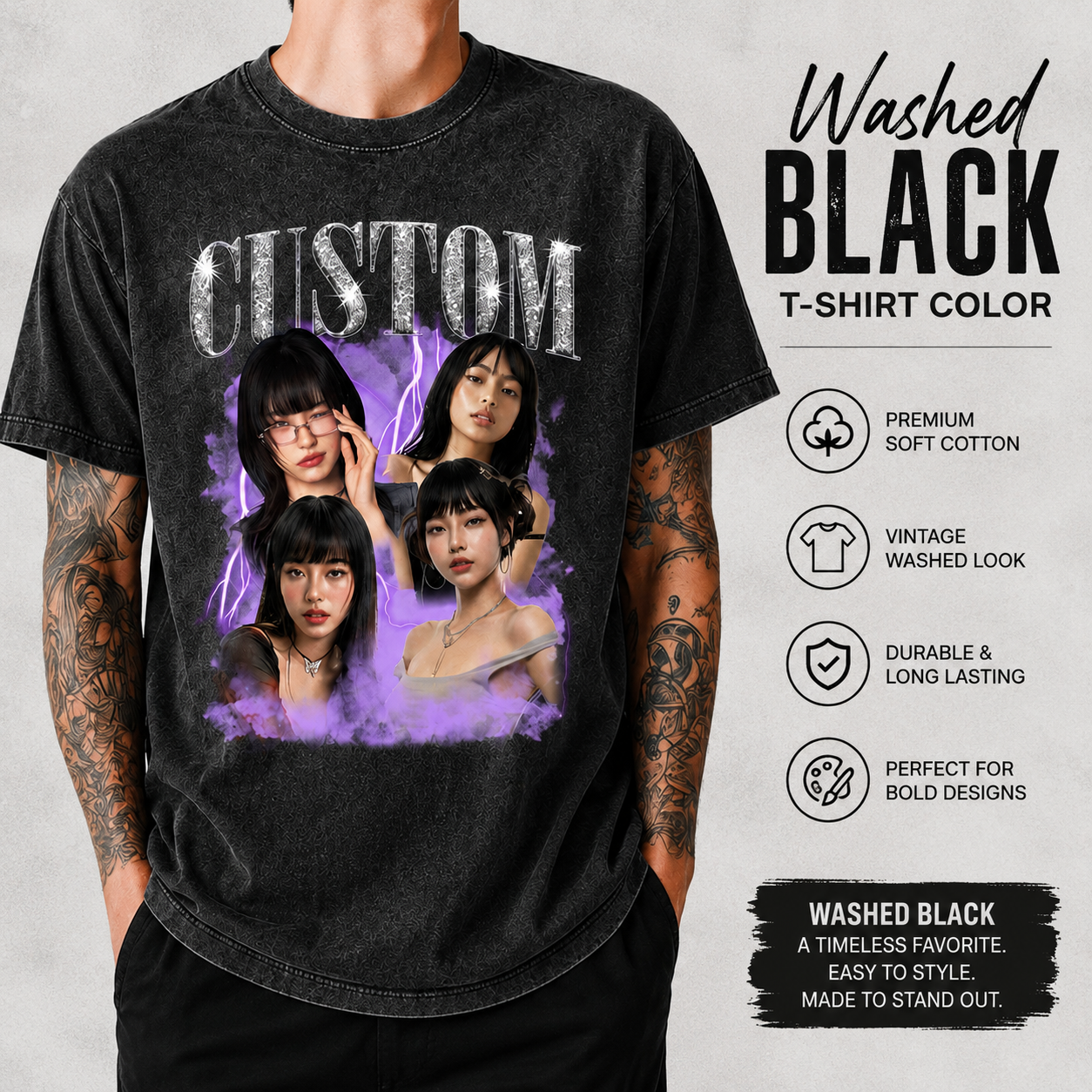 Custom Matching Couple T-shirt Custom acid washed t-shirt Custom Vintage T-shirt