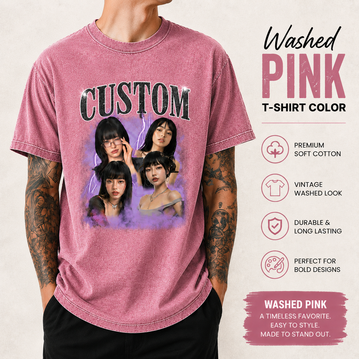 Custom Matching Couple T-shirt Custom acid washed t-shirt Custom Vintage T-shirt