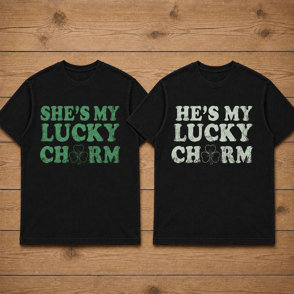 She's My Lucky Charm He's My Lucky Charm Matching Couples T-shirt