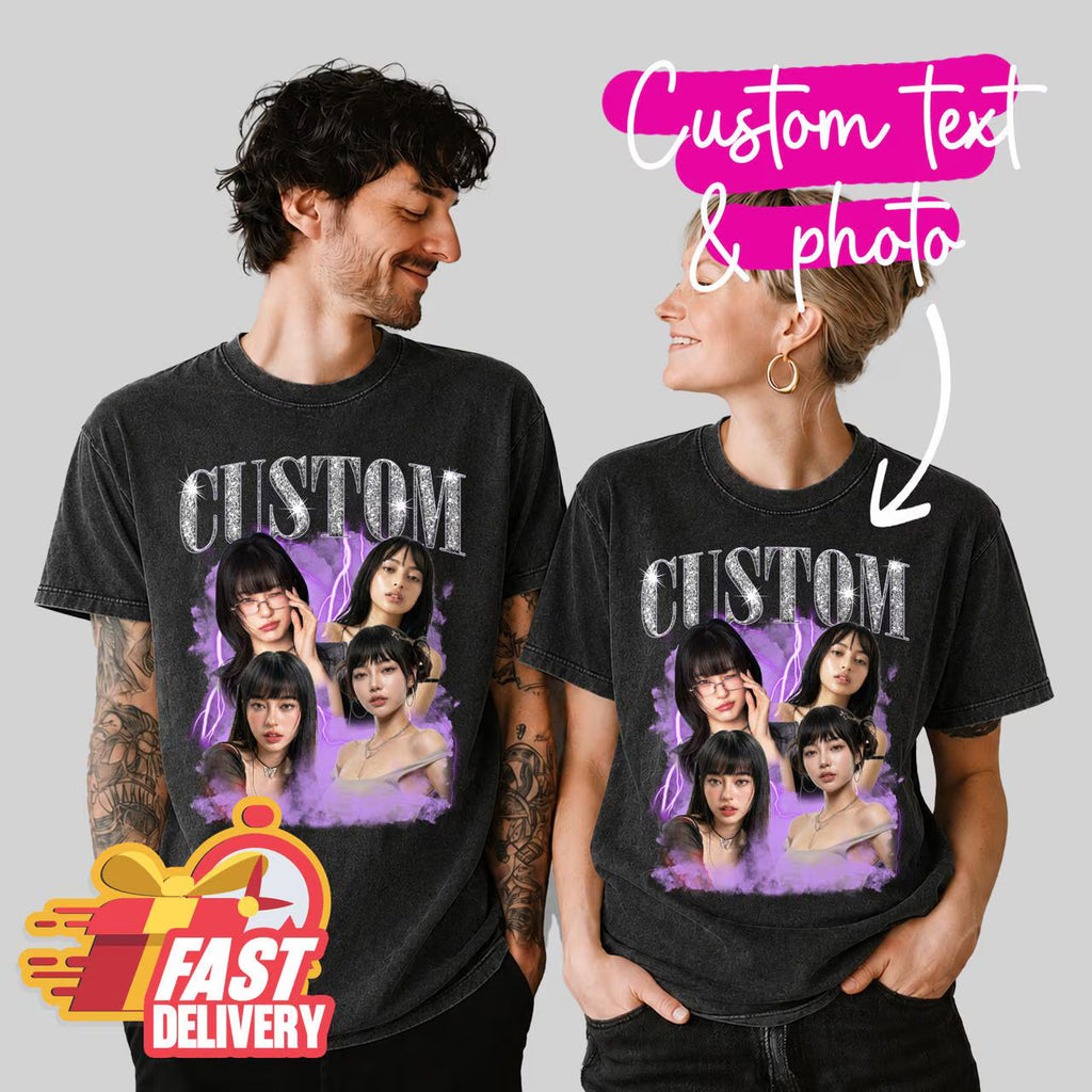 Custom Matching Couple T-shirt Custom acid washed t-shirt Custom Vintage T-shirt