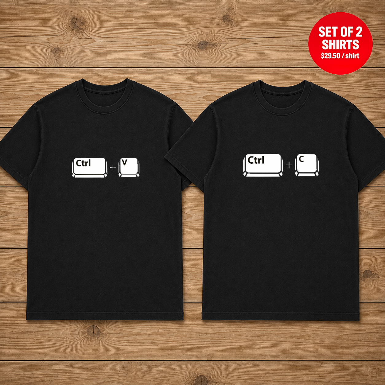 Ctrl C Ctrl V Matching Couples T-Shirt (Set of 2)