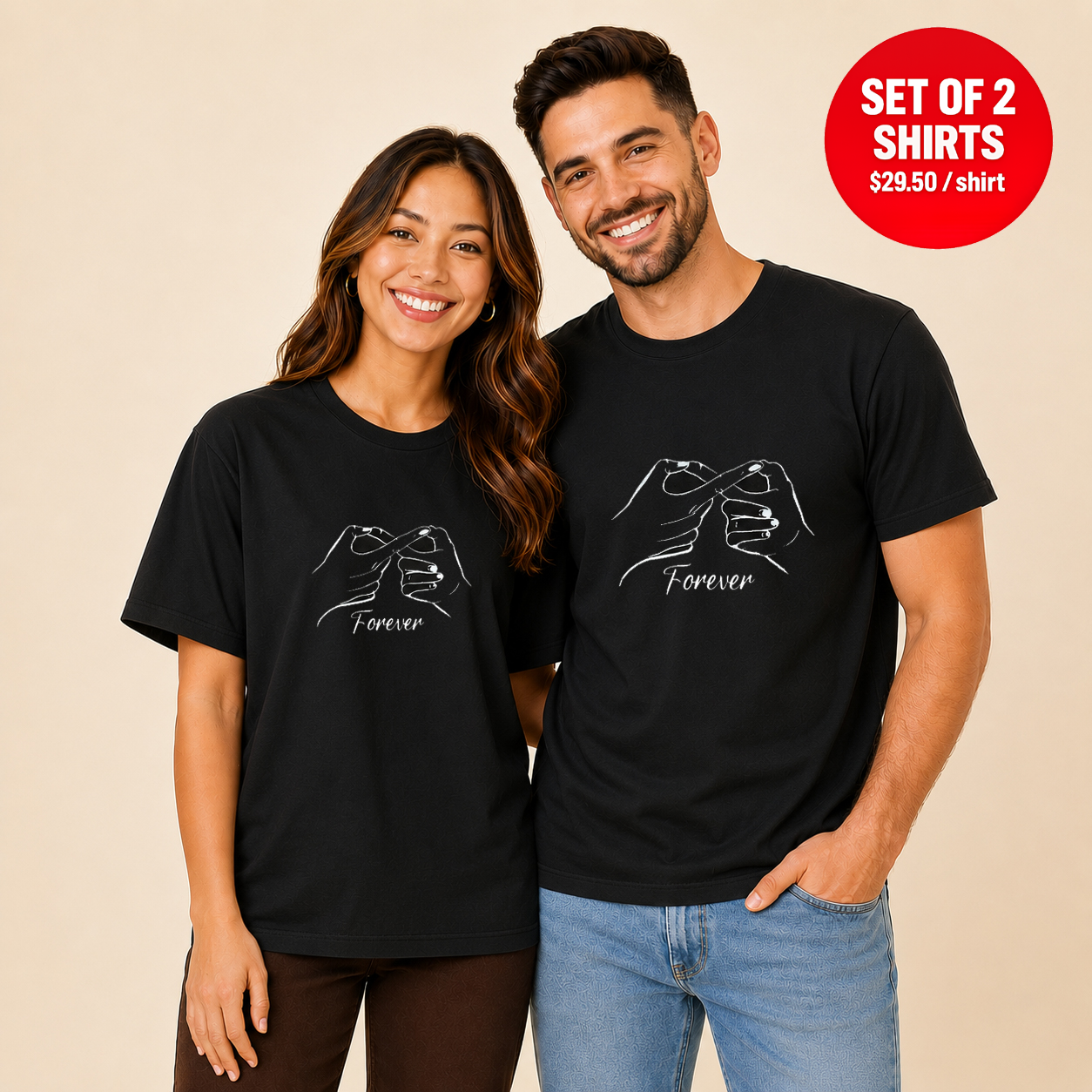 Forever Hand Sign Matching Couples T-Shirt (Set of 2)