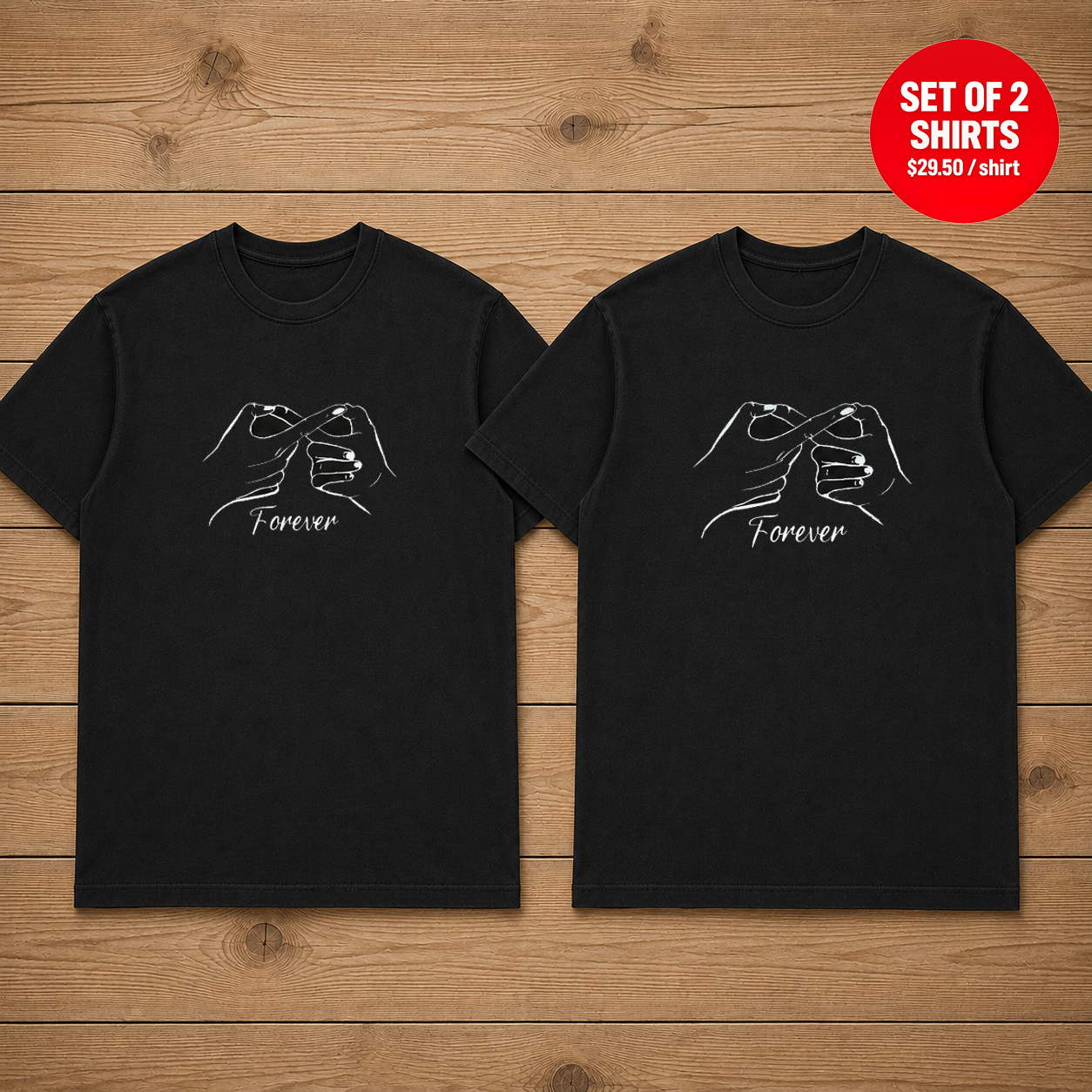 Forever Hand Sign Matching Couples T-Shirt (Set of 2)