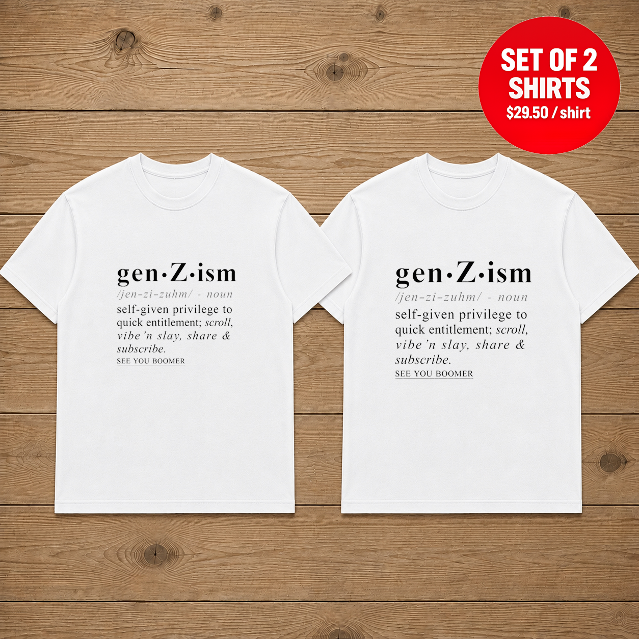 Gen Z Ism Descriptions Matching Couples T-Shirt (Set of 2)
