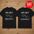 HEART PROTECT & CONNECT Matching Couple T-Shirt (Set of 2)