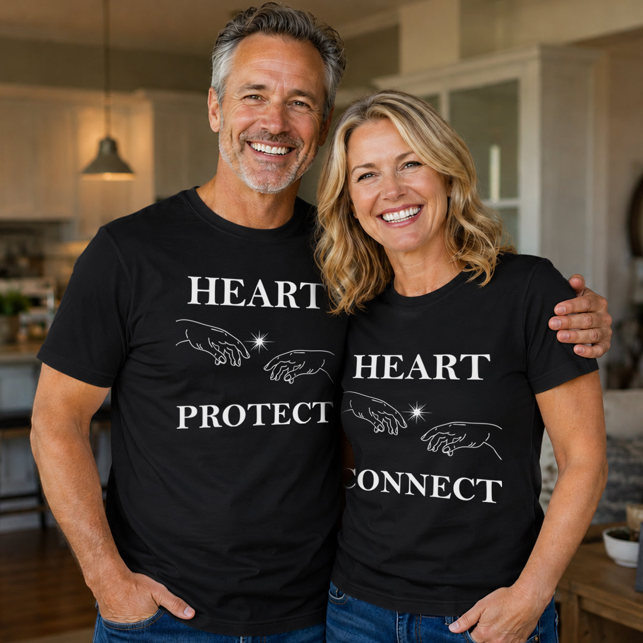 HEART PROTECT & CONNECT matching couple T-SHIRT