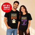 His Favorite Boo & Her Favorite Witch Halloween Matching Couples T-shirt