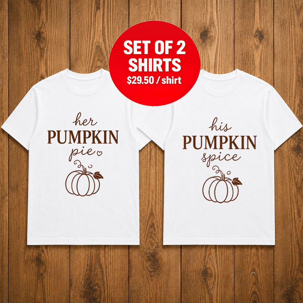 His & Hers Pumpkin Matching Couples T-shirt