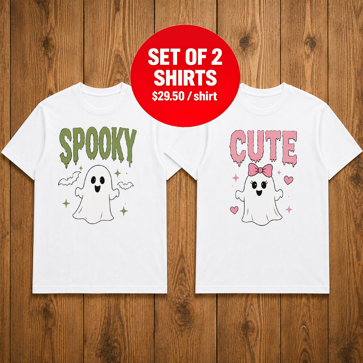 His Spooky Hers Cute Halloween Matching Couples T-shirt