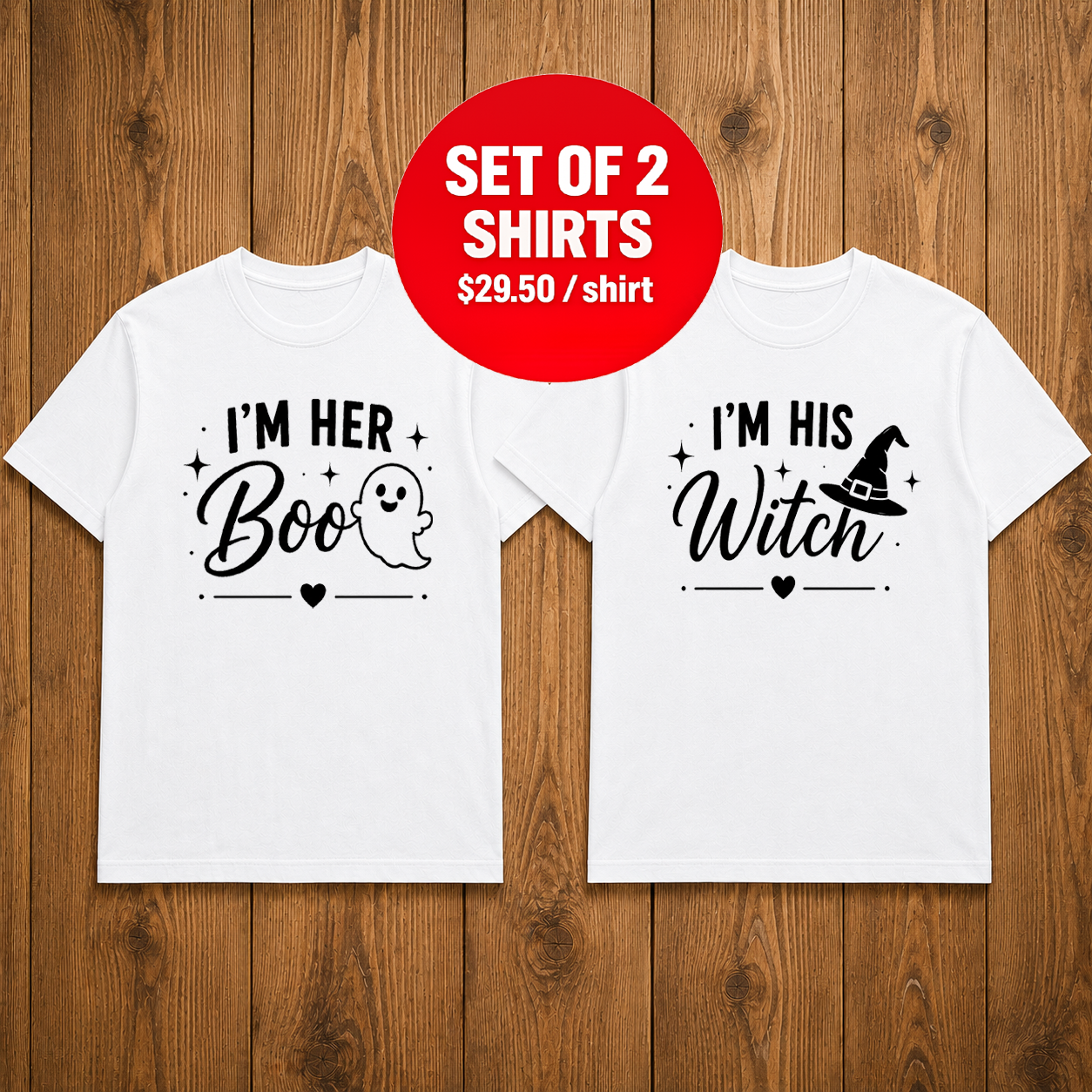 His Witch Her Boo Halloween Matching Couples T-shirt