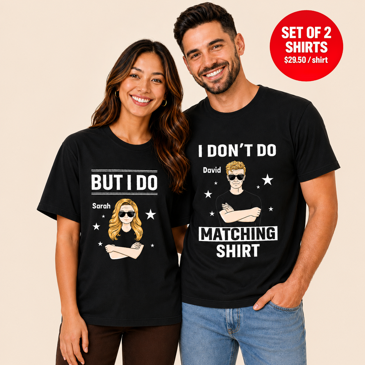 I Don't Do Matching Shirt But I Do Name Matching Couples T-Shirt (Set of 2)