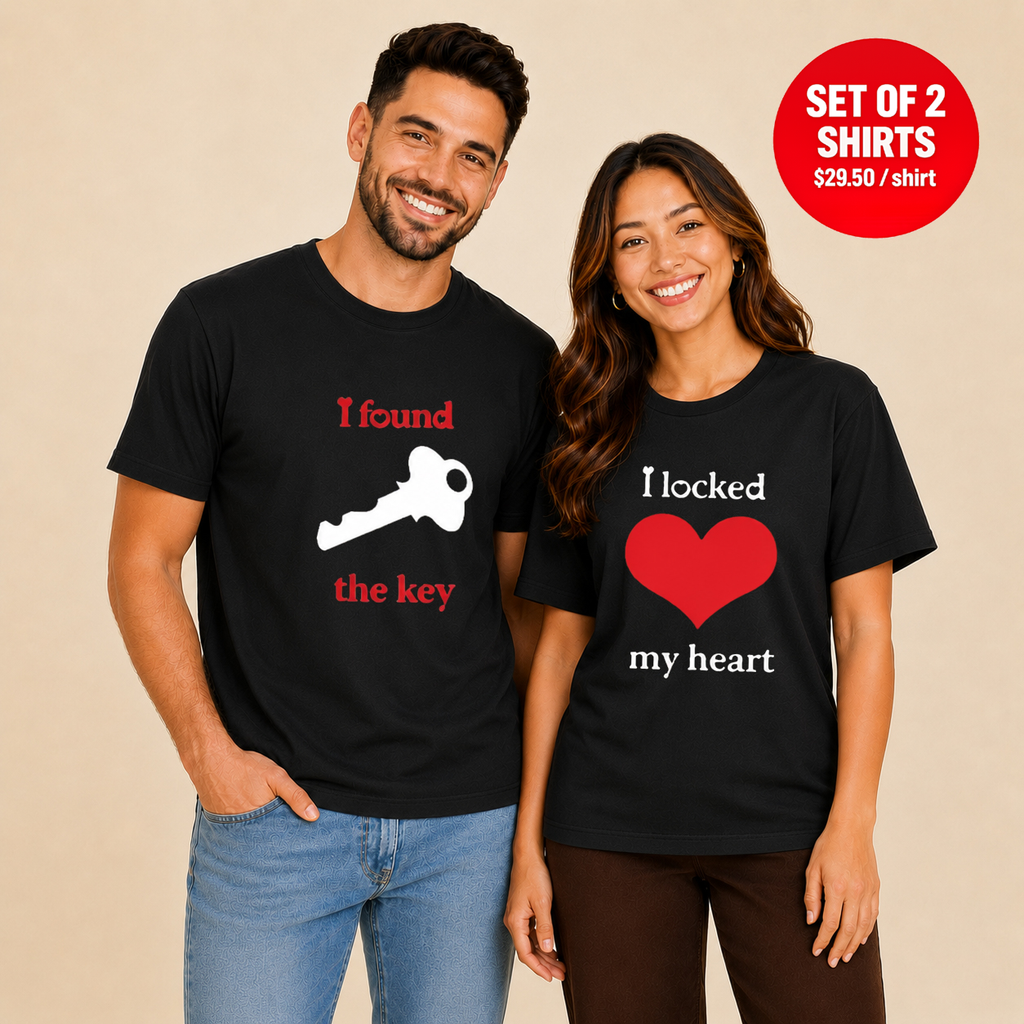 I Found The Key I Locked My Heart Matching Couples T-Shirt (Set of 2)