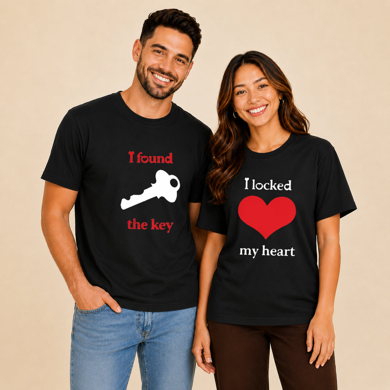 I Found The Key I Locked My Heart Matching Couples T-shirt