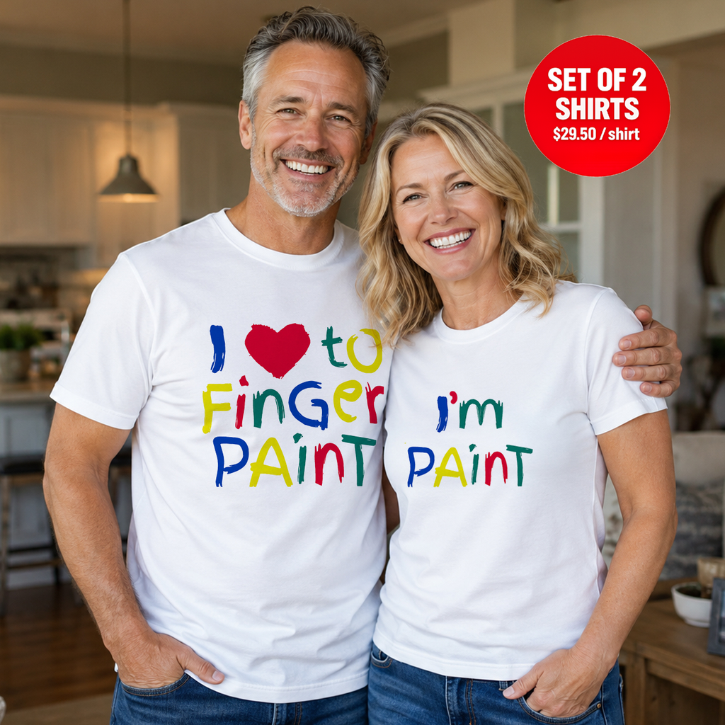 I LOVE TO FINGER PAINT Matching Couple T-Shirt (Set of 2)