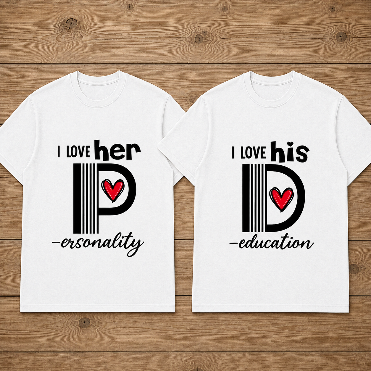 I Love Her Personality Matching Couples T-shirt