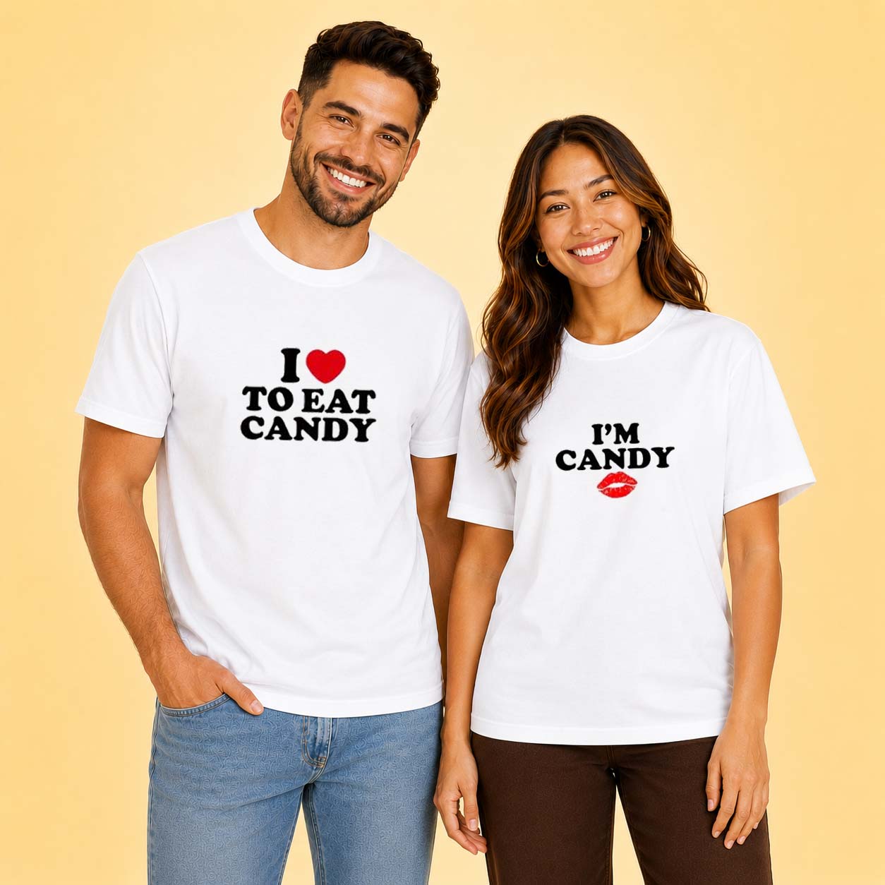 I love to eat candy i'm candy Matching Couples T-shirt