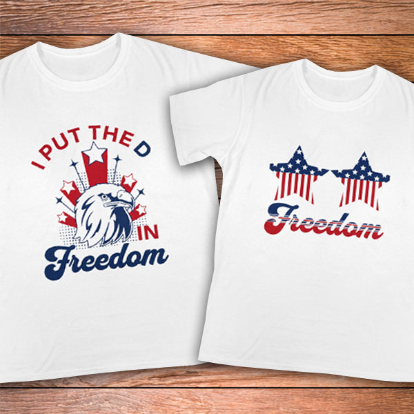 4th of july - I Put The D in Freedom matching couples t-shirt