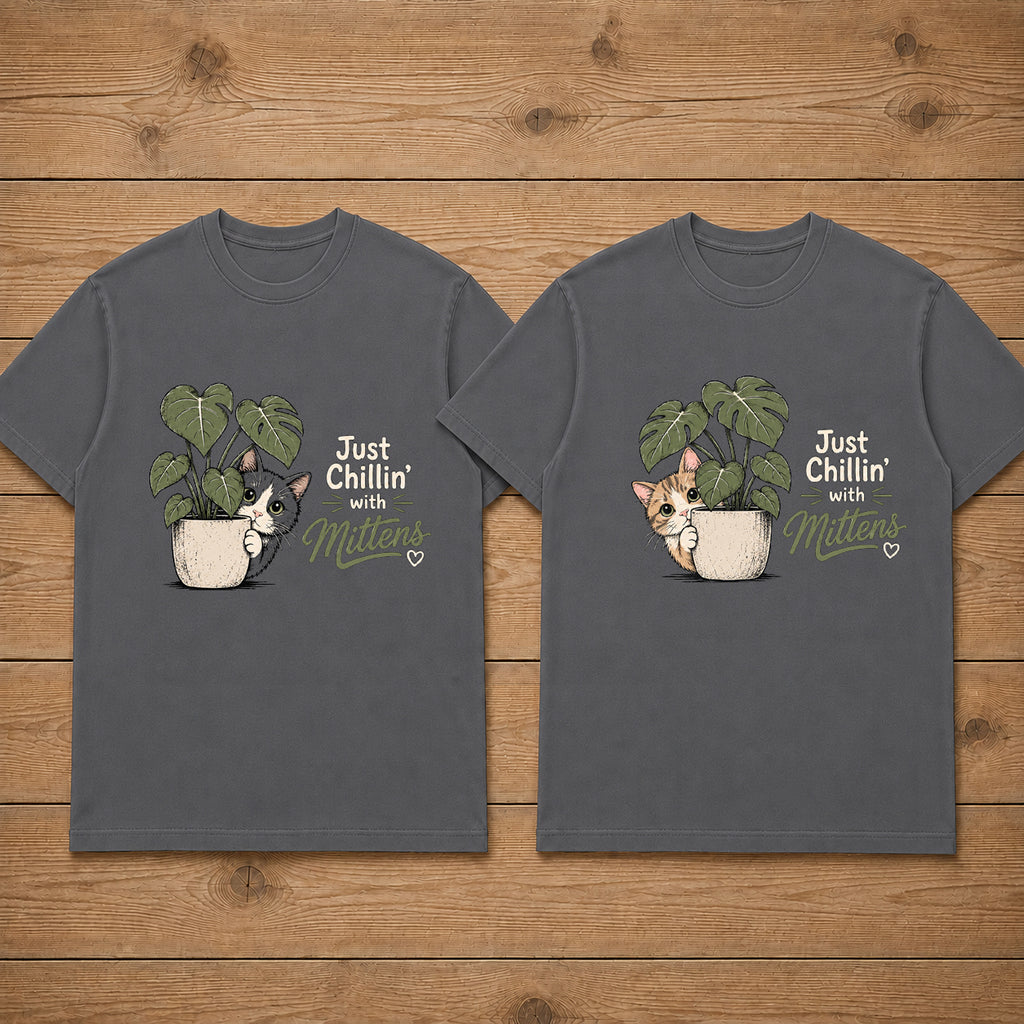 Just Chillin with Mittens Matching Couples T-shirt