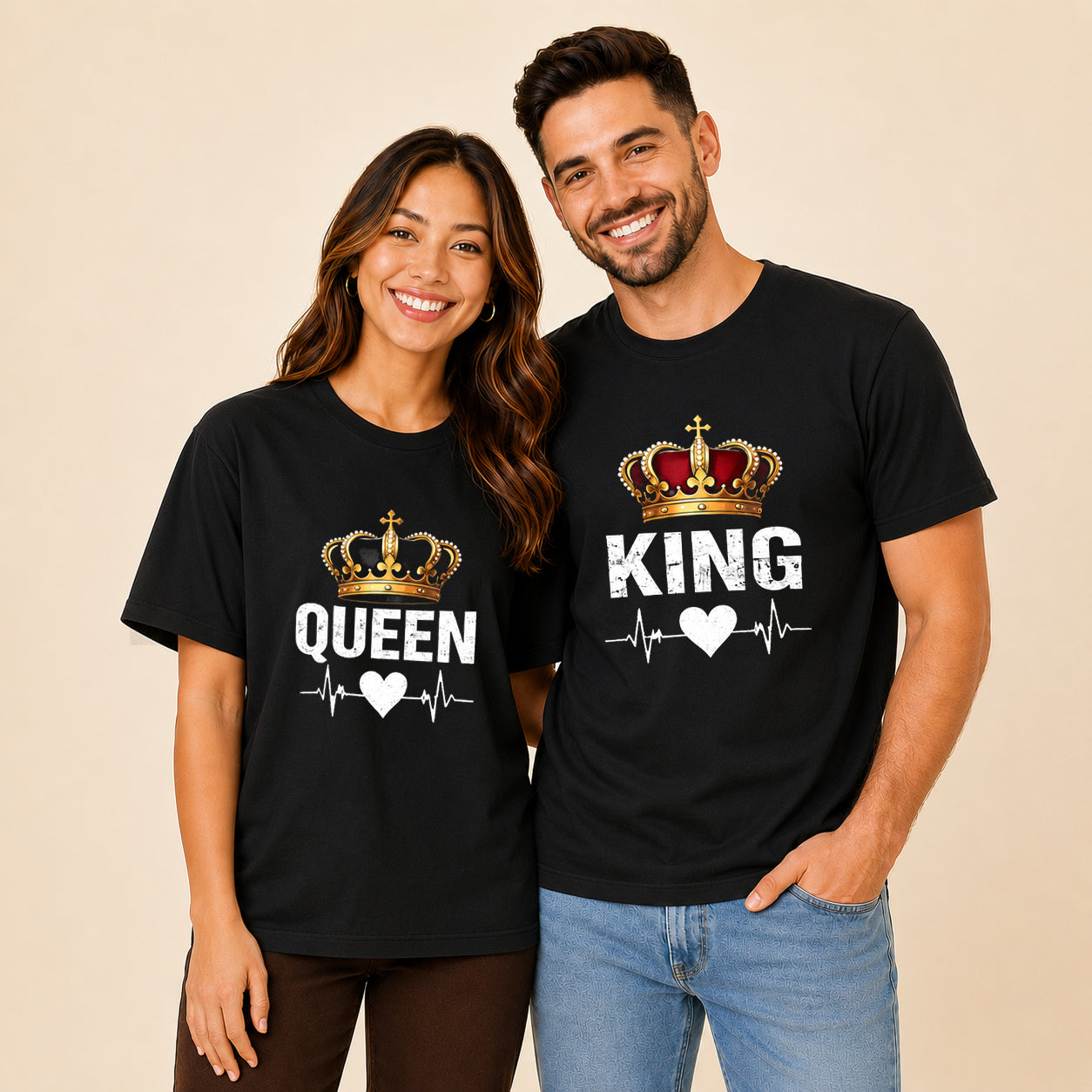King Queen Matching Couples T-shirt