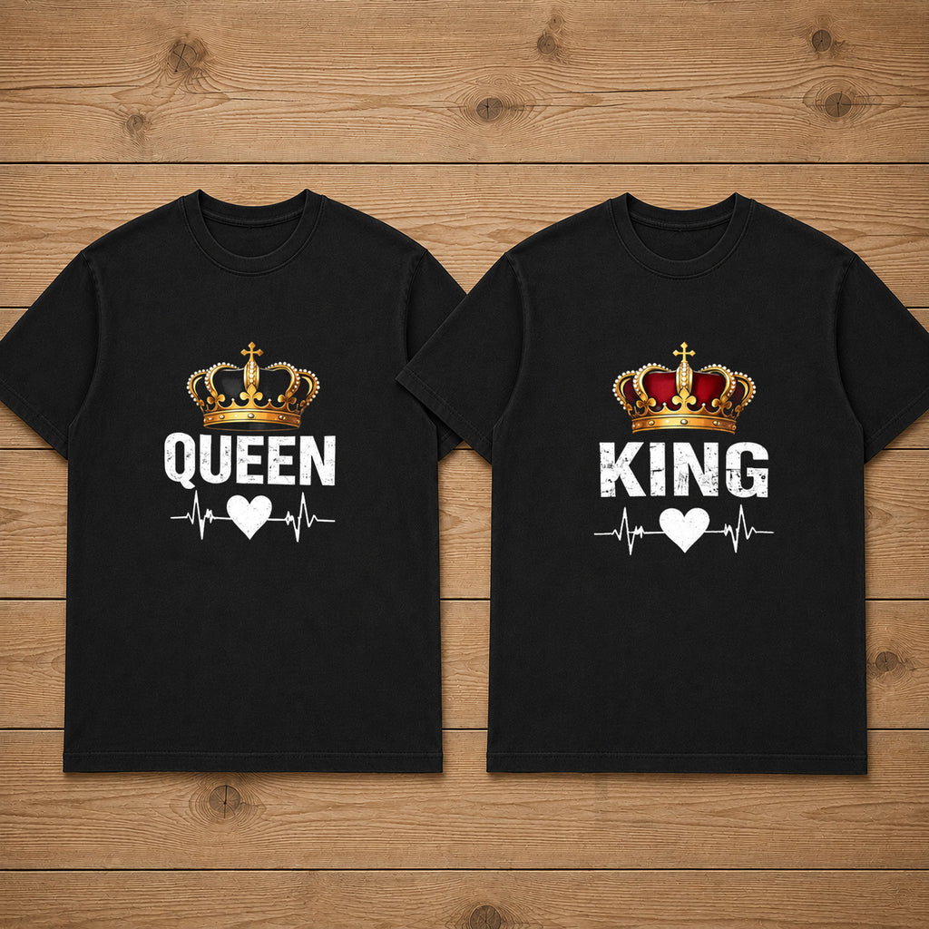King Queen Matching Couples T-shirt