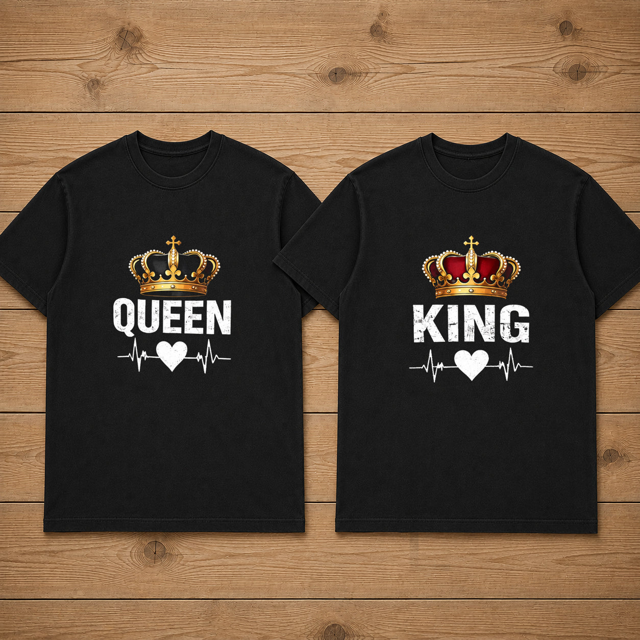 King Queen Matching Couples T-shirt