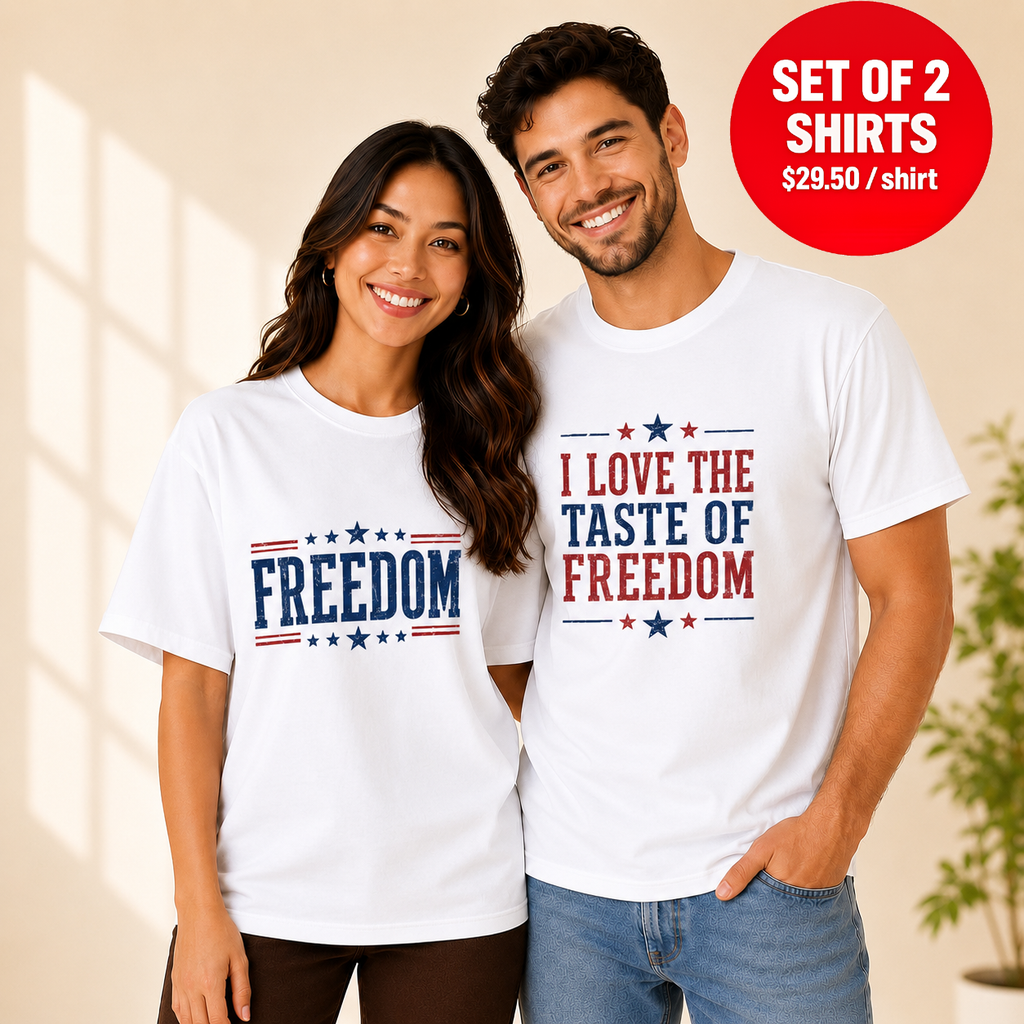 Matching 4th of July Matching Couples T-Shirt (Set of 2)