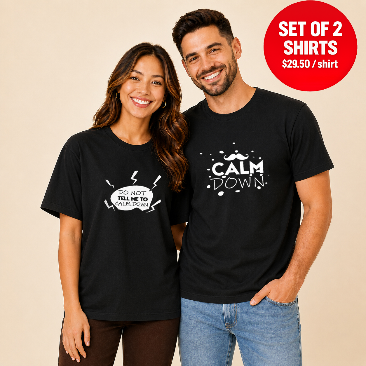 Mr Calm Down Mrs Do Not Tell Me To Calm Down Couple Matching T-Shirt (Set of 2)