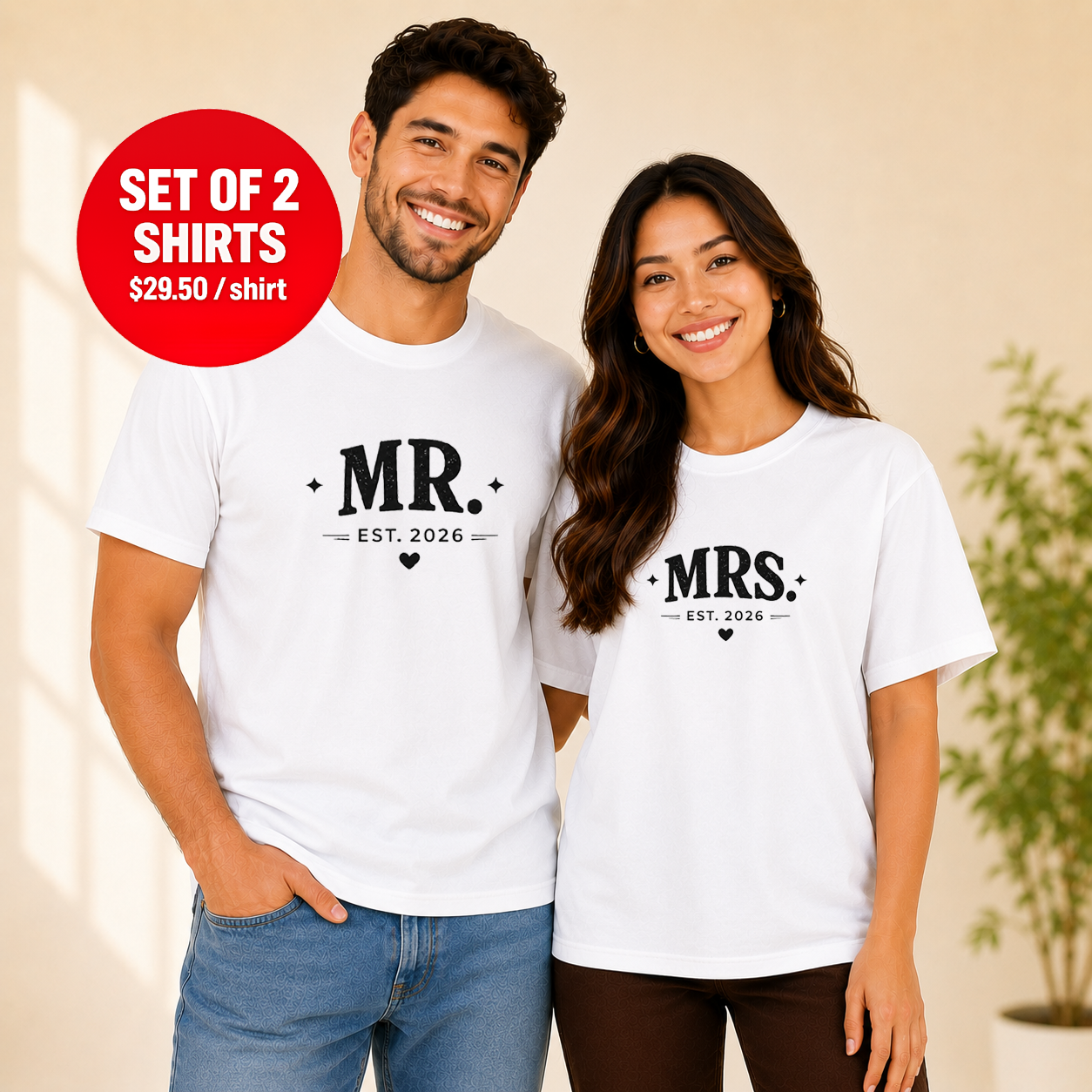 Mr and Mrs Matching Couples T-shirt