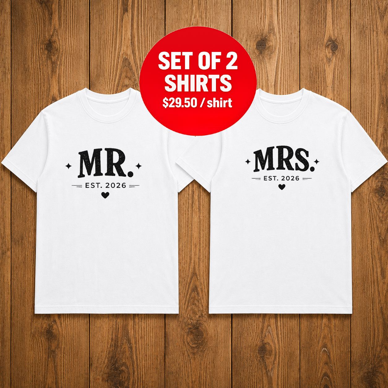 Mr and Mrs Matching Couples T-shirt