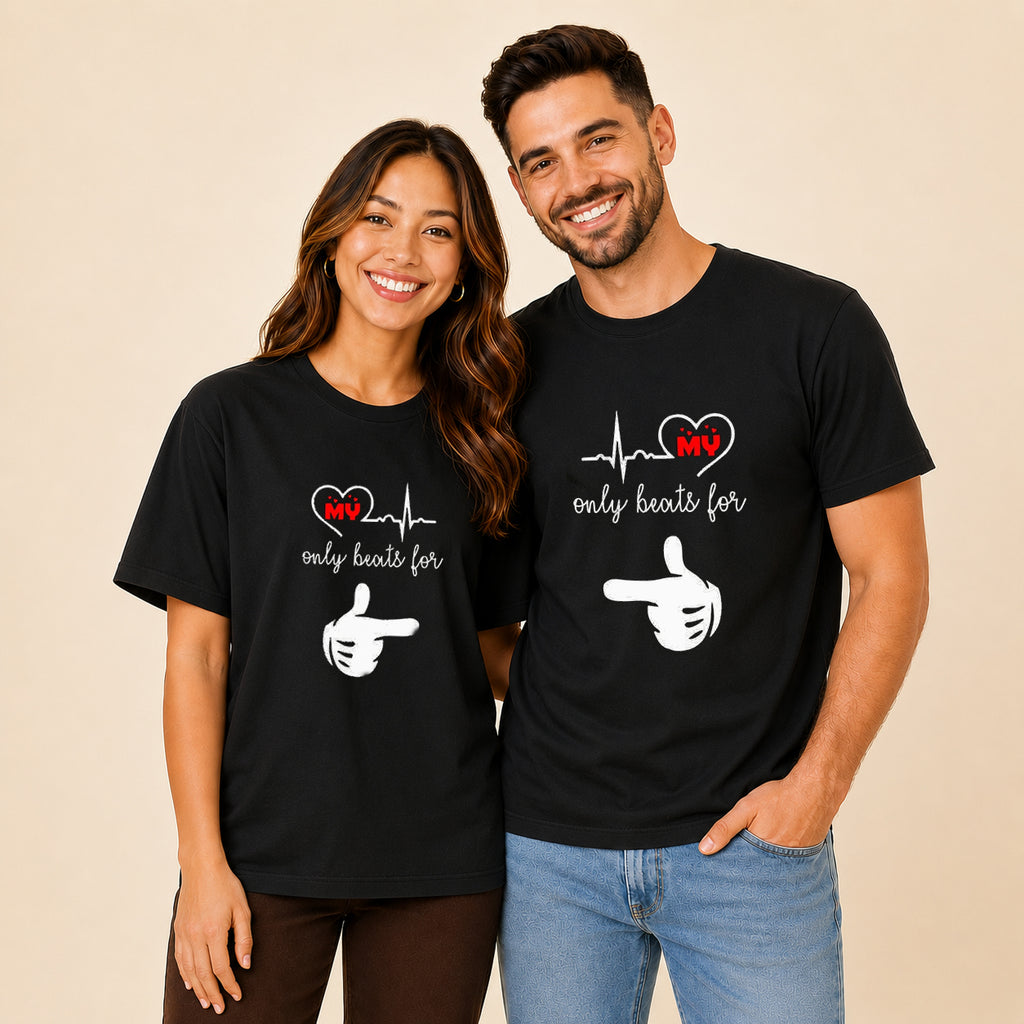 My Heart Only Beats For Her Matching Couples T-shirt