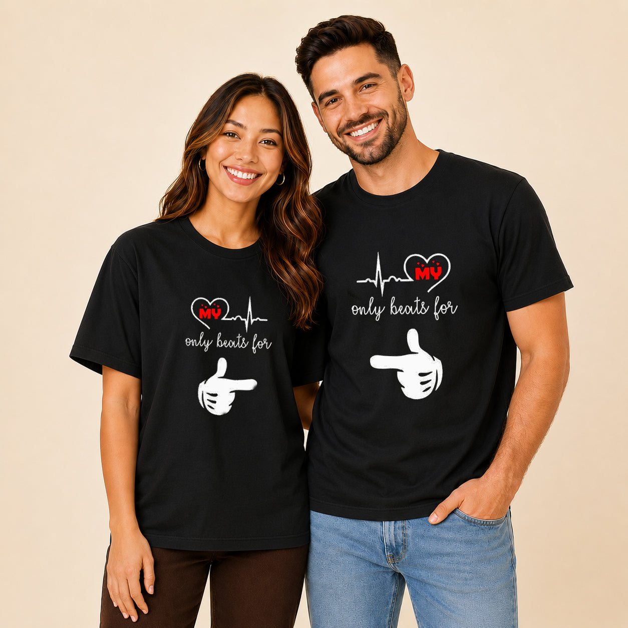 My Heart Only Beats For Her Matching Couples T-shirt