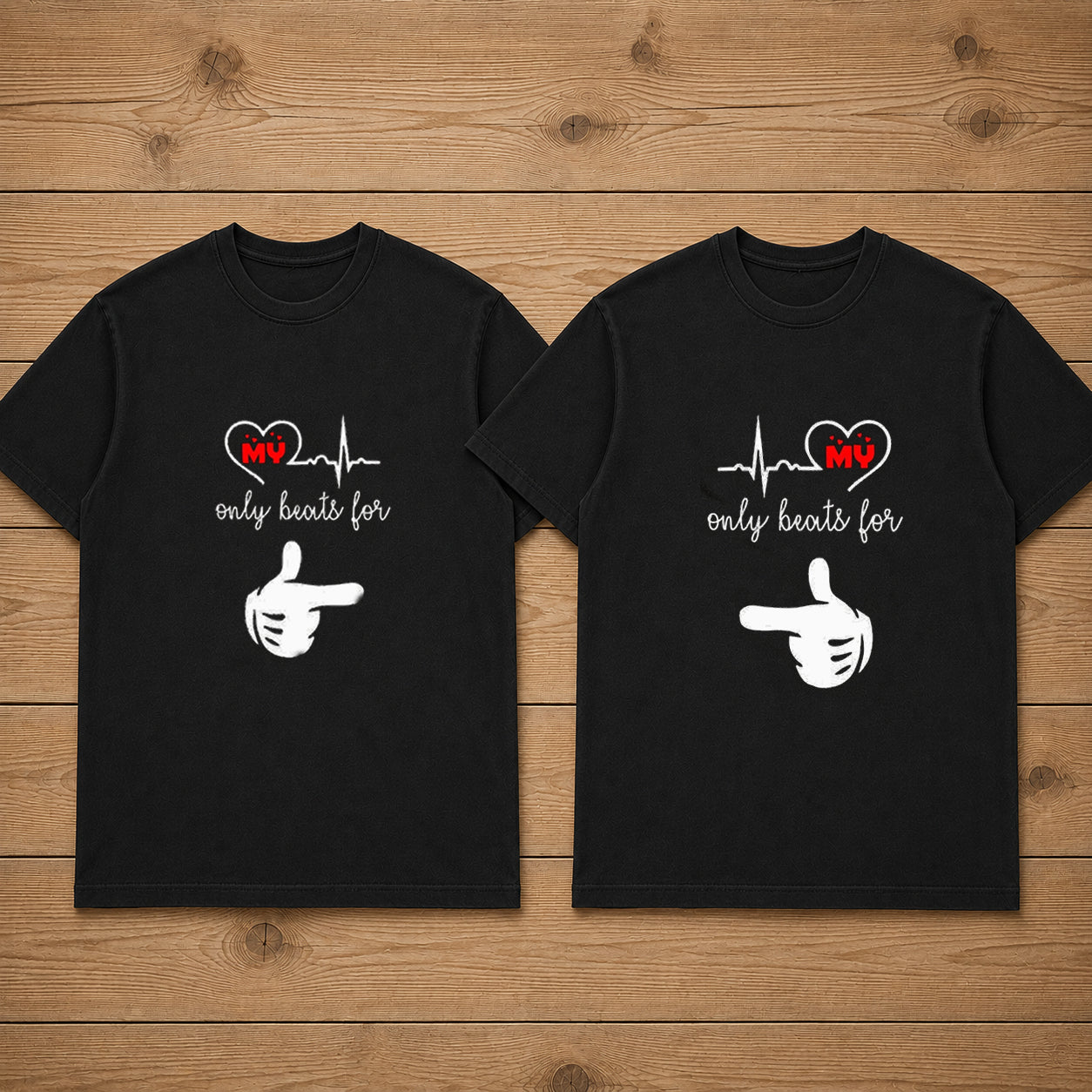My Heart Only Beats For Her Matching Couples T-shirt