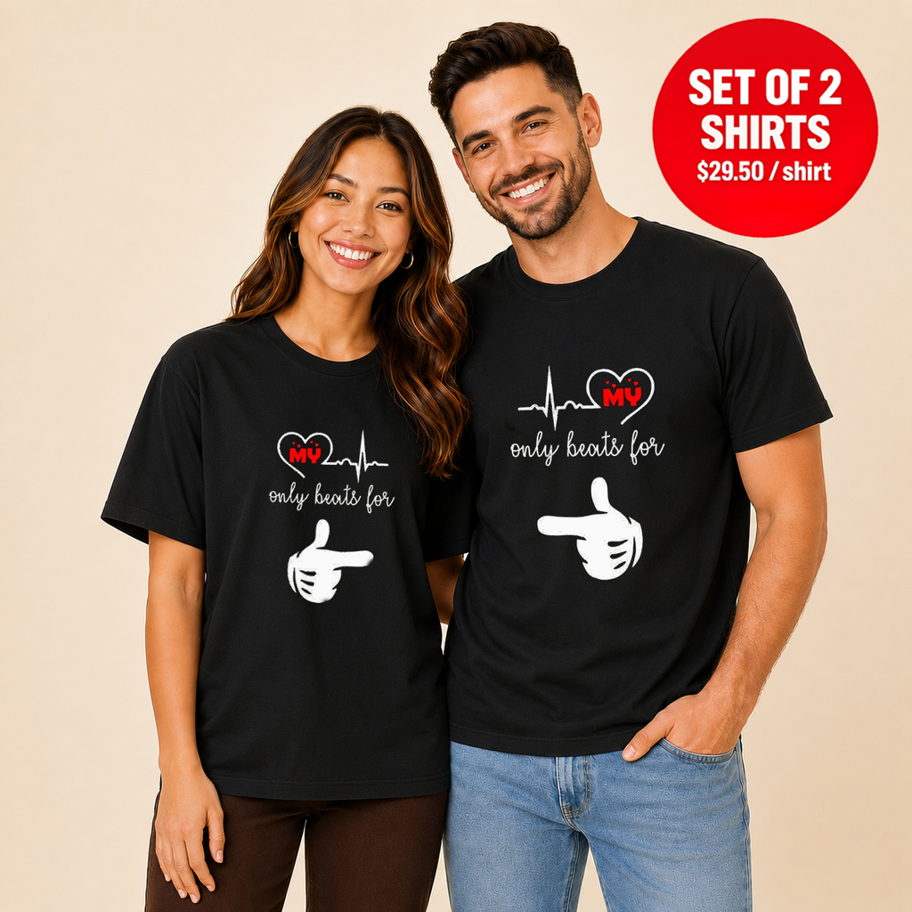 My Heart Only Beats For Her Matching Couples T-Shirt (Set of 2)