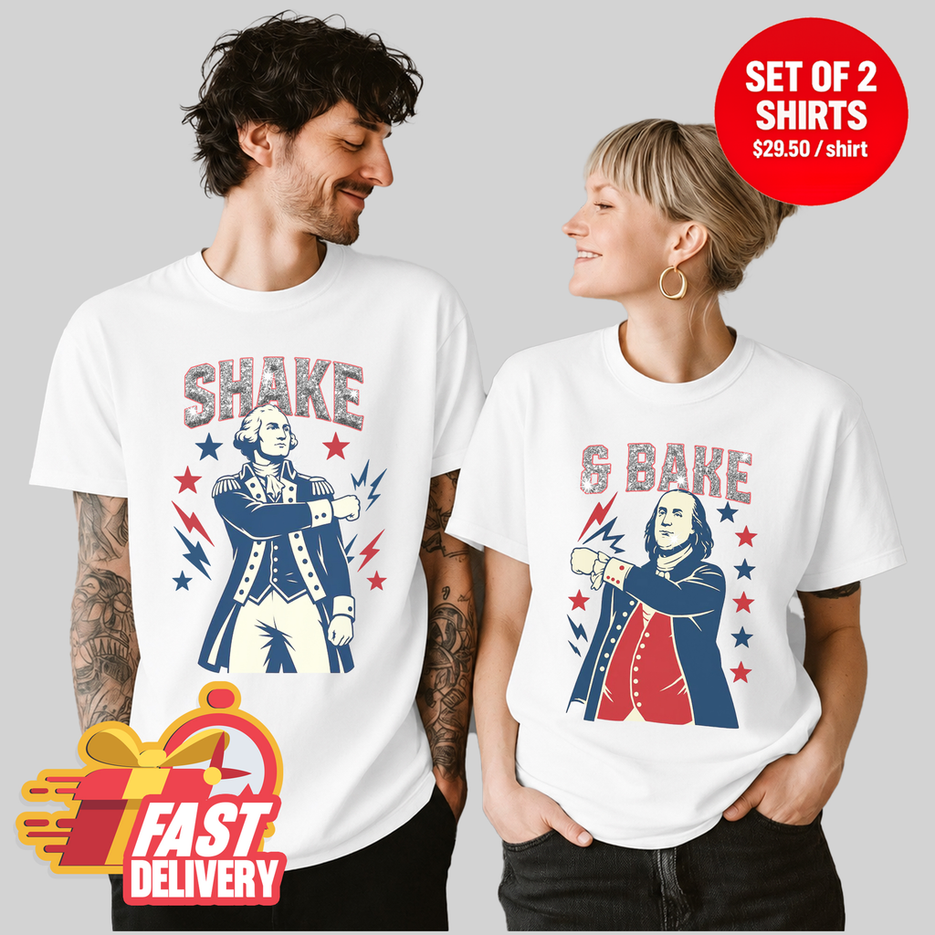 Shake & Bake 4th of July Matching Couple T-Shirt (Set of 2)