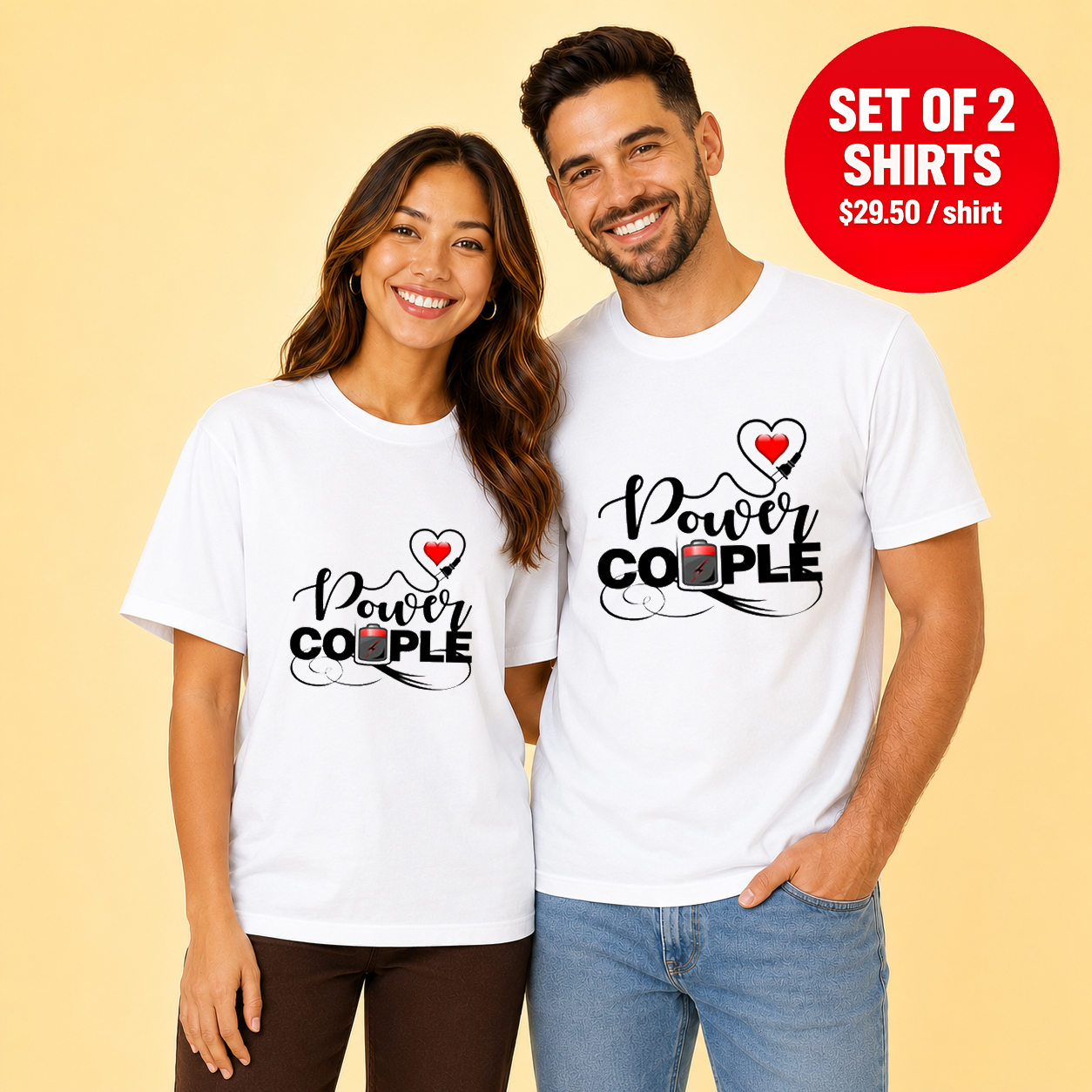 Power Couple Matching Couples T-Shirt (Set of 2)