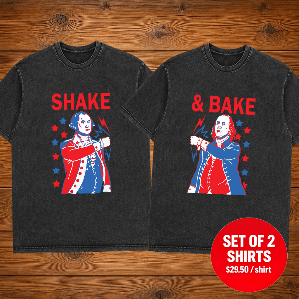 Shake & Bake USA Independence Day Matching Couple T-Shirt (Set of 2)