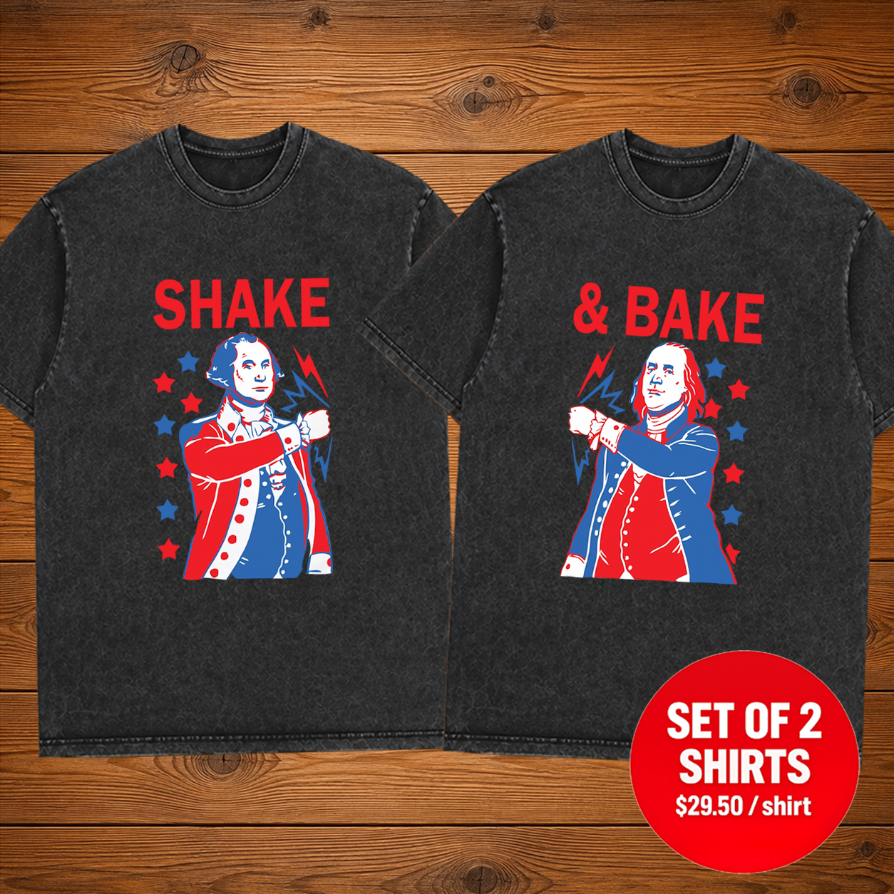 Shake & Bake USA Independence Day Matching Couple T-Shirt (Set of 2)