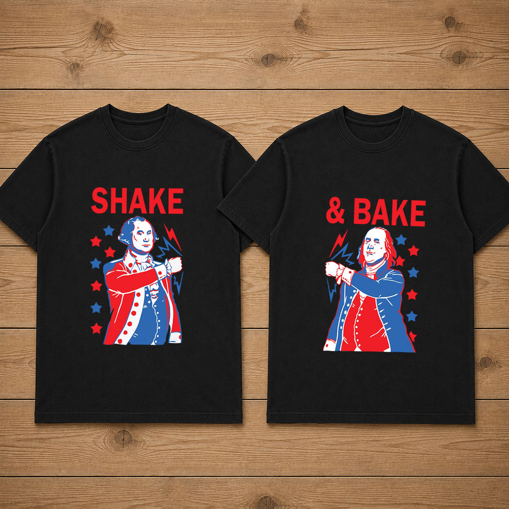Shake & Bake USA Independence Day Matching Couple T-shirt