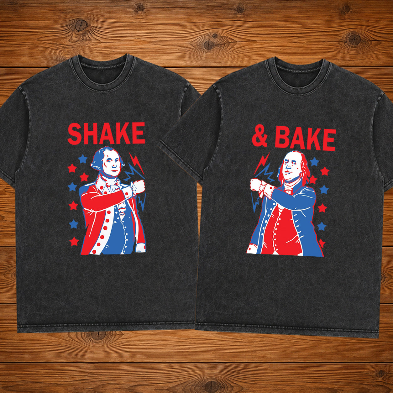 Shake & Bake USA Independence Day Matching Couple T-shirt