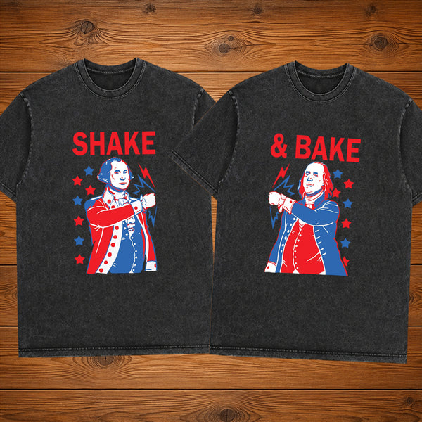 Shake & Bake USA Independence Day Matching Couple T-shirt