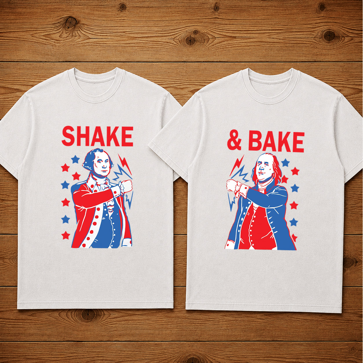 Shake & Bake USA Independence Day Matching Couple T-shirt