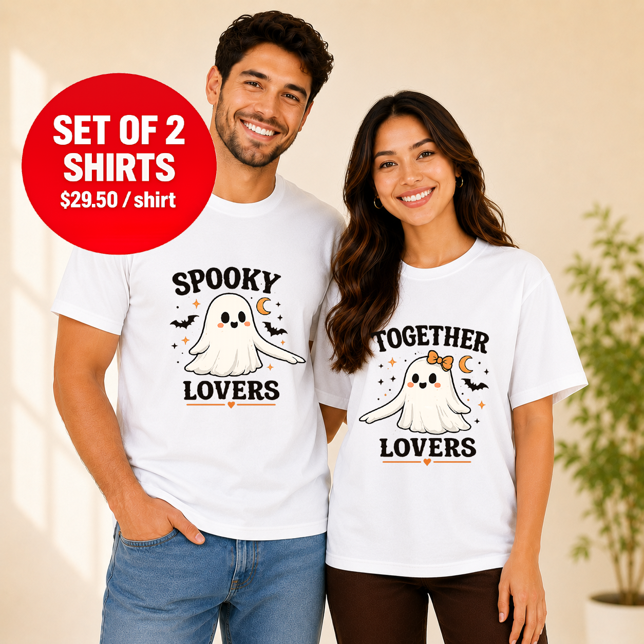Spooky Together Lovers Halloween Matching Couples T-shirt