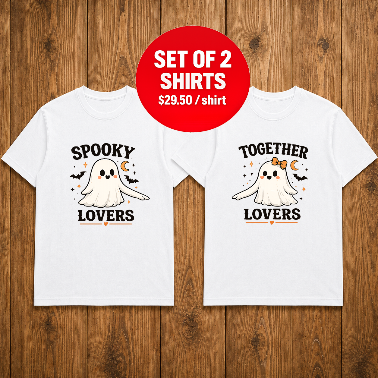 Spooky Together Lovers Halloween Matching Couples T-shirt