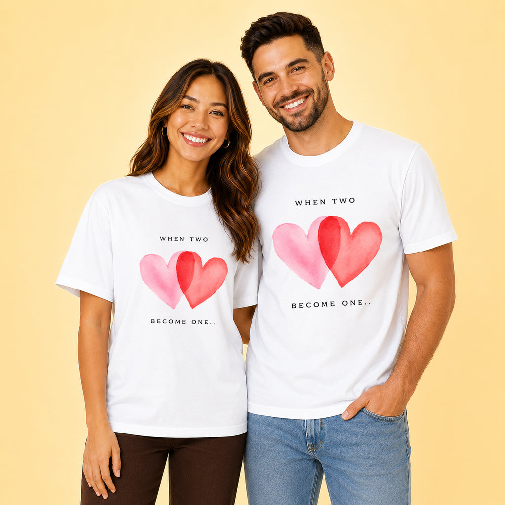 When Two Become One Heart Matching Couples T-shirt