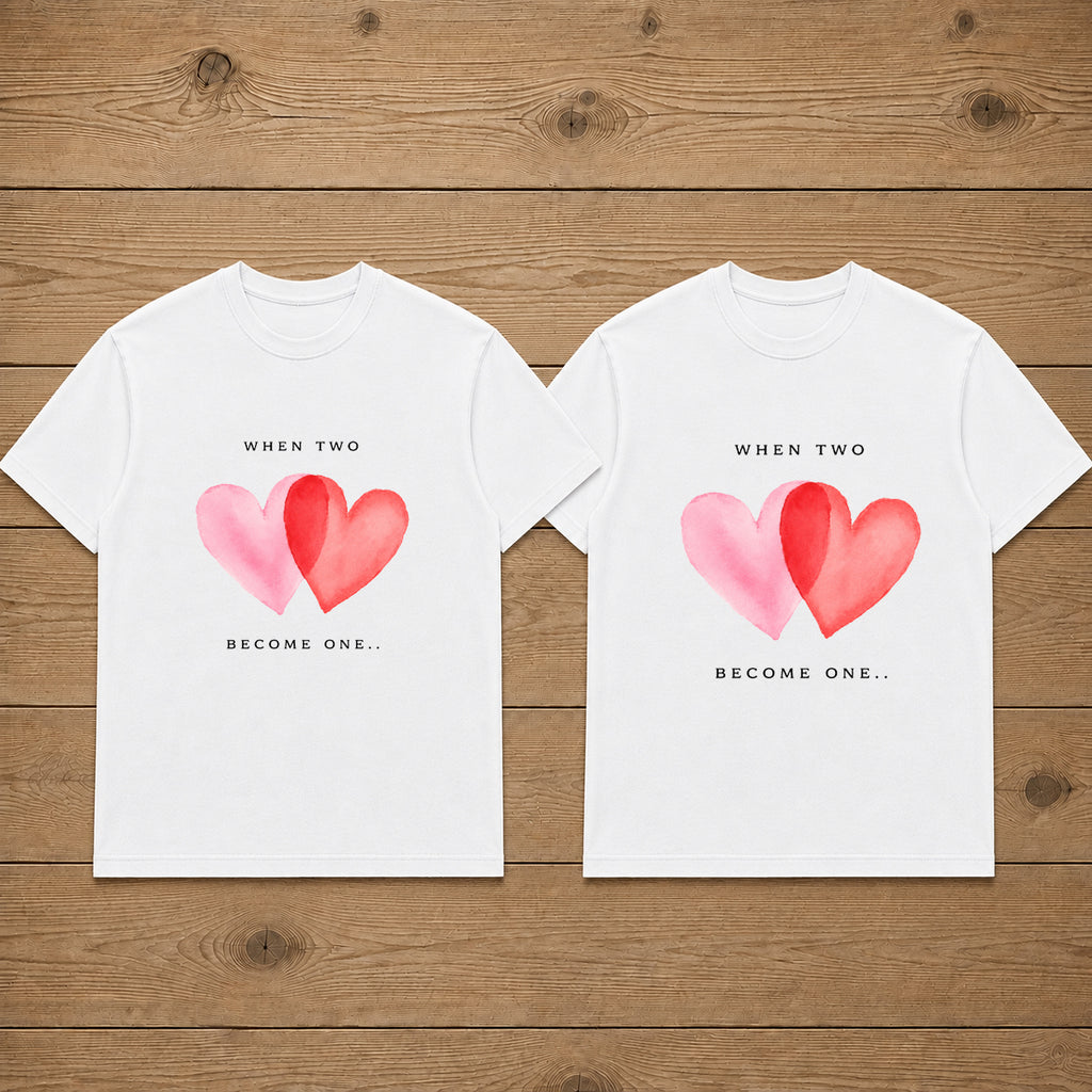 When Two Become One Heart Matching Couples T-shirt