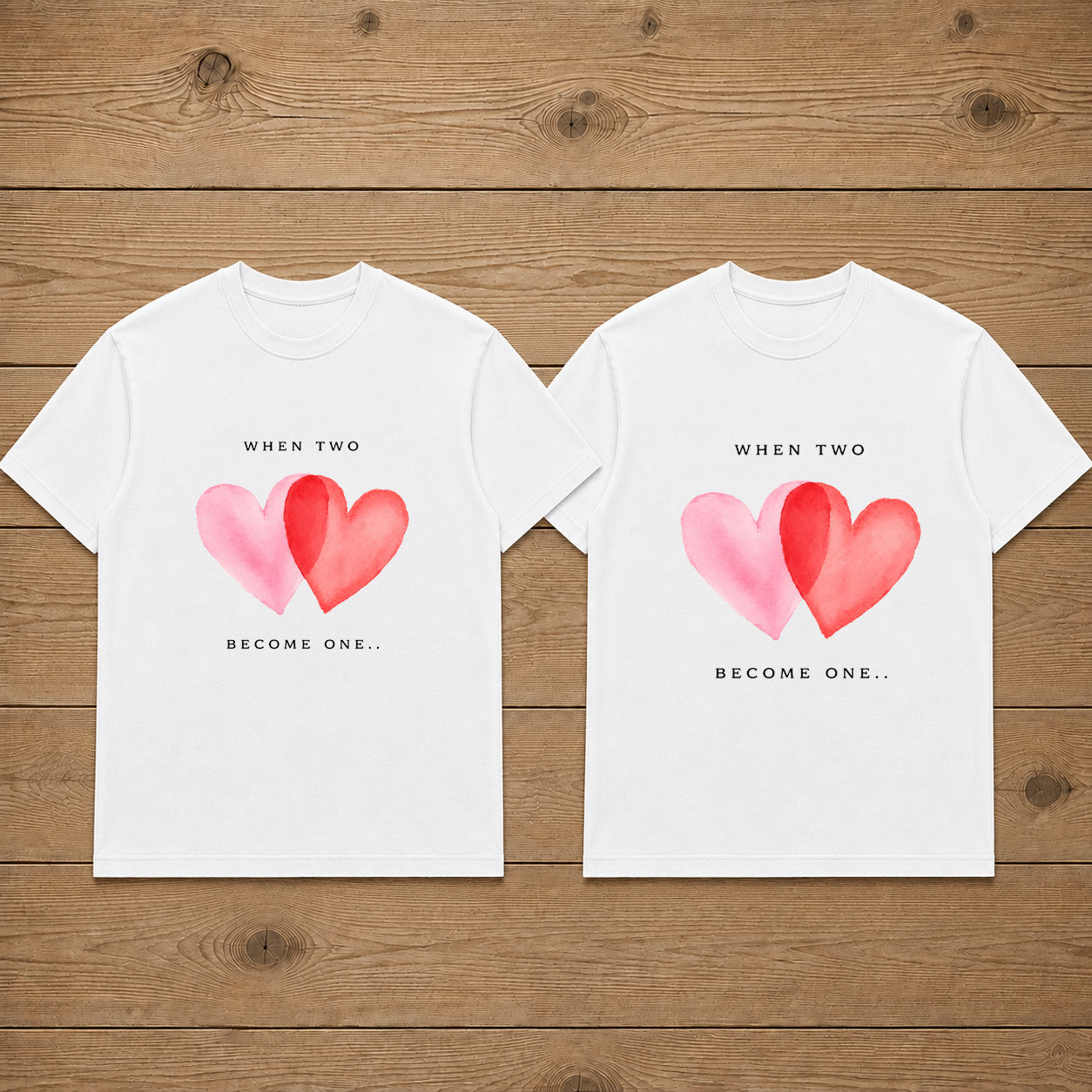 When Two Become One Heart Matching Couples T-shirt